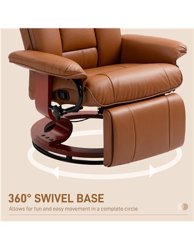 HOMCOM Faux Leather Recliner Chair - Brown