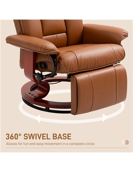 HOMCOM Faux Leather Recliner Chair - Brown - pic 150717 | FastDaddyshop