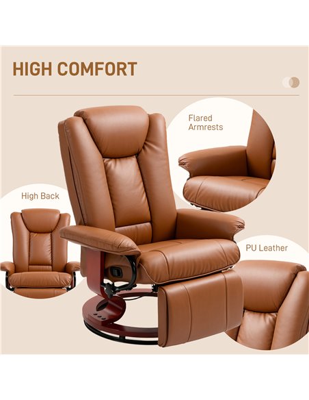HOMCOM Faux Leather Recliner Chair - Brown - pic 150718 | FastDaddyshop