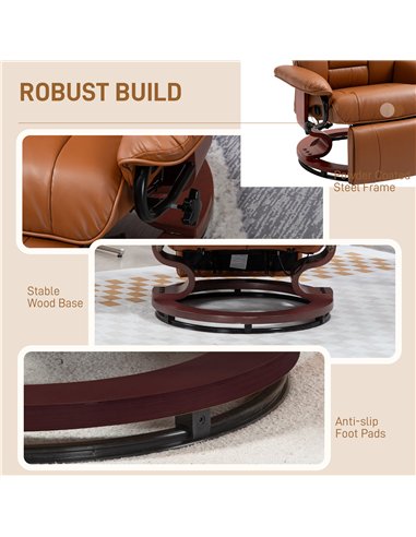 HOMCOM Faux Leather Recliner Chair - Brown