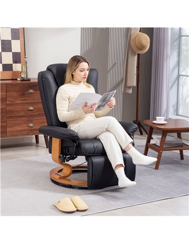 HOMCOM Faux Leather Recliner Chair - Black
