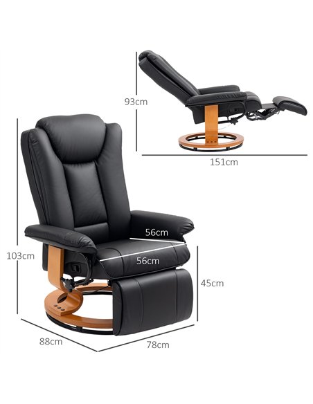 HOMCOM Faux Leather Recliner Chair - Black - pic 150723 | FastDaddyshop
