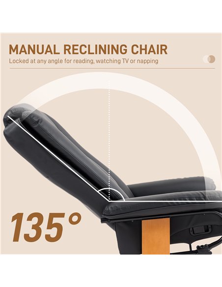 HOMCOM Faux Leather Recliner Chair - Black - pic 150724 | FastDaddyshop