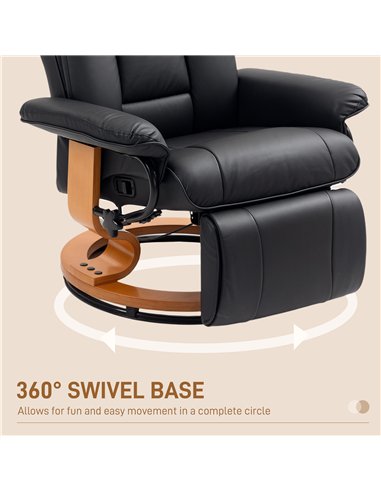 HOMCOM Faux Leather Recliner Chair - Black