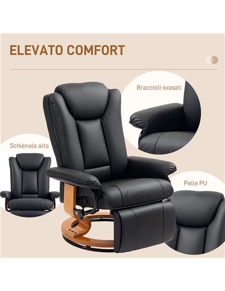 HOMCOM Faux Leather Recliner Chair - Black - pic 150727 | FastDaddyshop