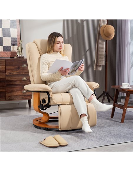 HOMCOM Faux Leather Recliner Chair - Beige - pic 150731 | FastDaddyshop