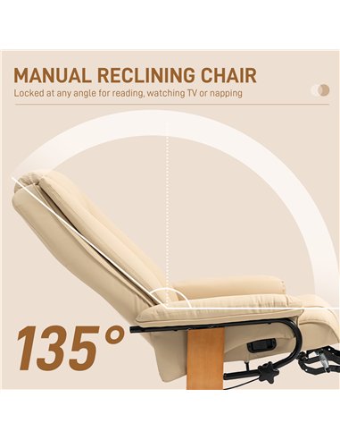 HOMCOM Faux Leather Recliner Chair - Beige