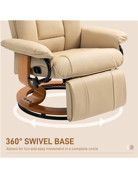 HOMCOM Faux Leather Recliner Chair - Beige - pic 150735 | FastDaddyshop