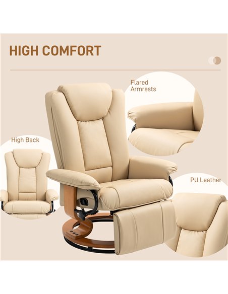 HOMCOM Faux Leather Recliner Chair - Beige - pic 150736 | FastDaddyshop