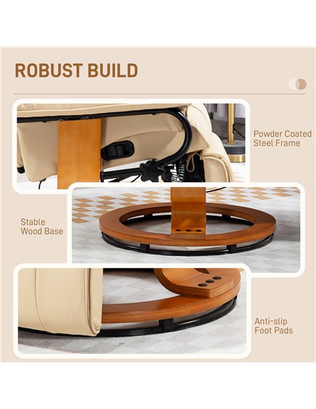 HOMCOM Faux Leather Recliner Chair - Beige - pic 150737 | FastDaddyshop