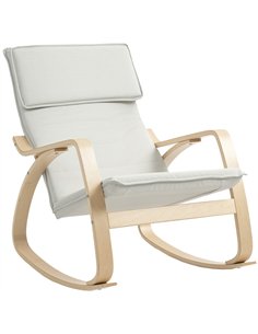 HOMCOM Comfortable Relax Rocking Chair, Upholstered Lounge Chair Recliner with High Back and Headrest for Living Room, Bedroom, 
