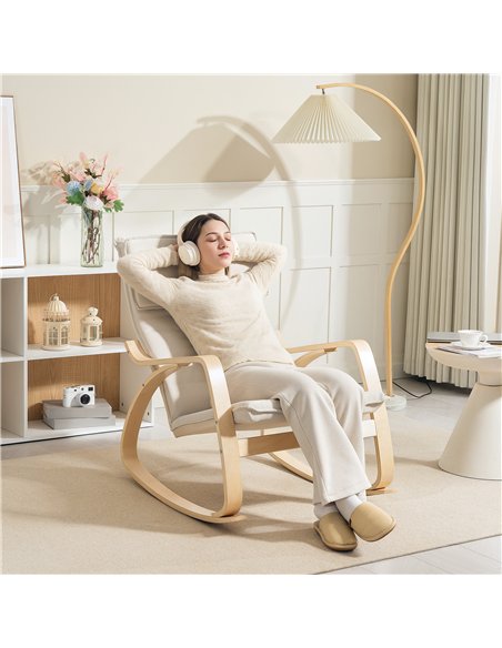 HOMCOM Comfortable Relax Rocking Chair, Upholstered Lounge Chair Recliner with High Back and Headrest for Living Room, Bedroom,  - pic 150740 | FastDaddyshop