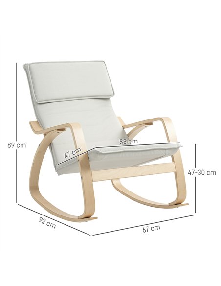 HOMCOM Comfortable Relax Rocking Chair, Upholstered Lounge Chair Recliner with High Back and Headrest for Living Room, Bedroom,  - pic 150741 | FastDaddyshop