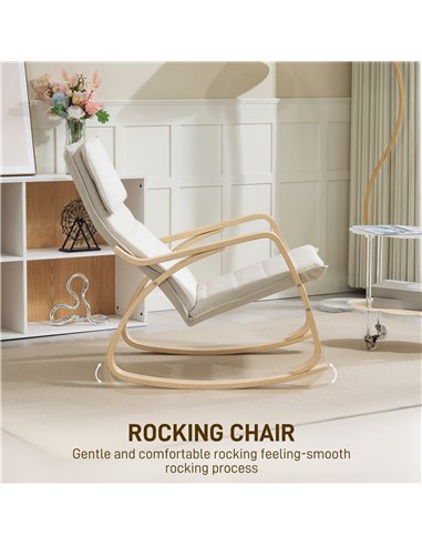 HOMCOM Comfortable Relax Rocking Chair, Upholstered Lounge Chair Recliner with High Back and Headrest for Living Room, Bedroom, 