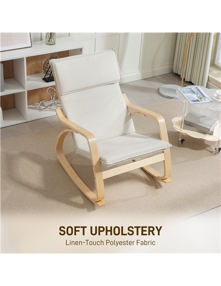 HOMCOM Comfortable Relax Rocking Chair, Upholstered Lounge Chair Recliner with High Back and Headrest for Living Room, Bedroom,  - pic 150743 | FastDaddyshop