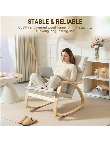 HOMCOM Comfortable Relax Rocking Chair, Upholstered Lounge Chair Recliner with High Back and Headrest for Living Room, Bedroom, 