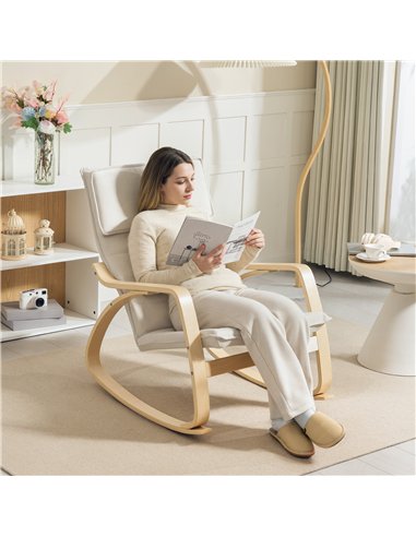 HOMCOM Comfortable Relax Rocking Chair, Upholstered Lounge Chair Recliner with High Back and Headrest for Living Room, Bedroom, 