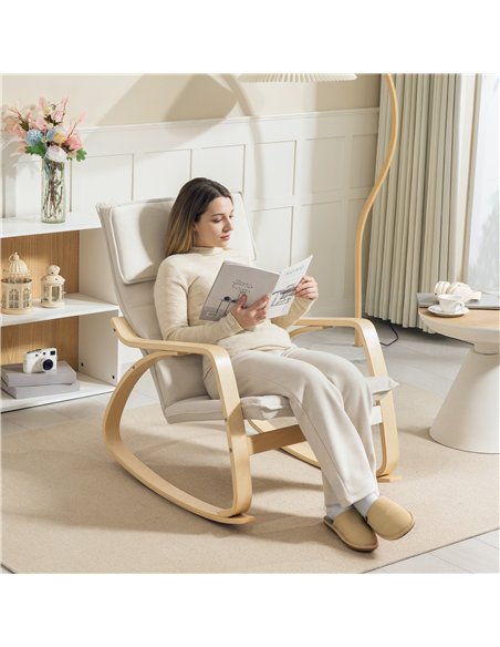 HOMCOM Comfortable Relax Rocking Chair, Upholstered Lounge Chair Recliner with High Back and Headrest for Living Room, Bedroom,  - pic 150745 | FastDaddyshop