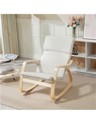 HOMCOM Comfortable Relax Rocking Chair, Upholstered Lounge Chair Recliner with High Back and Headrest for Living Room, Bedroom, 