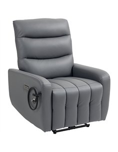 HOMCOM Electric Recliner Armchair with USB + Type C Charge Port, Phone Holder, PU Leather Reclining Chair with Adjustable Leg Re