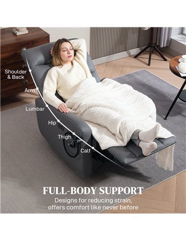 HOMCOM Electric Recliner Armchair with USB + Type C Charge Port, Phone Holder, PU Leather Reclining Chair with Adjustable Leg Re