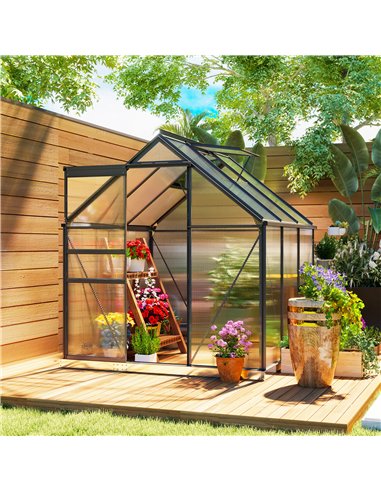Outsunny 190 x 190cm Walk-In Polycarbonate Greenhouse - Grey