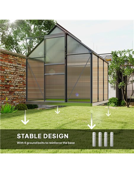 Outsunny 190 x 190cm Walk-In Polycarbonate Greenhouse - Grey - pic 150762 | FastDaddyshop