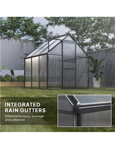 Outsunny 190 x 190cm Walk-In Polycarbonate Greenhouse - Grey