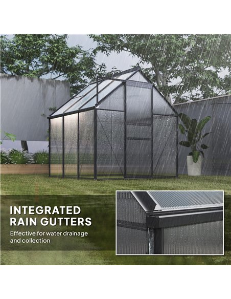 Outsunny 190 x 190cm Walk-In Polycarbonate Greenhouse - Grey - pic 150763 | FastDaddyshop
