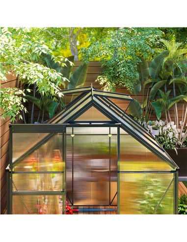 Outsunny 190 x 190cm Walk-In Polycarbonate Greenhouse - Grey