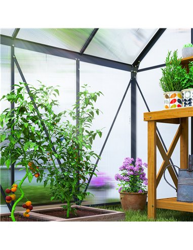 Outsunny 190 x 190cm Walk-In Polycarbonate Greenhouse - Grey