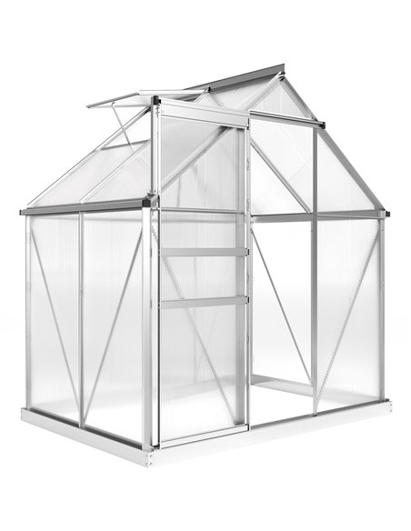 Outsunny 192.5 x 131cm Walk-In Polycarbonate Greenhouse - Silver-Tone - pic 150766 | FastDaddyshop