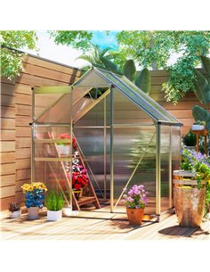 Outsunny 192.5 x 131cm Walk-In Polycarbonate Greenhouse - Silver-Tone 2