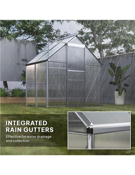 Outsunny 192.5 x 131cm Walk-In Polycarbonate Greenhouse - Silver-Tone - pic 150772 | FastDaddyshop