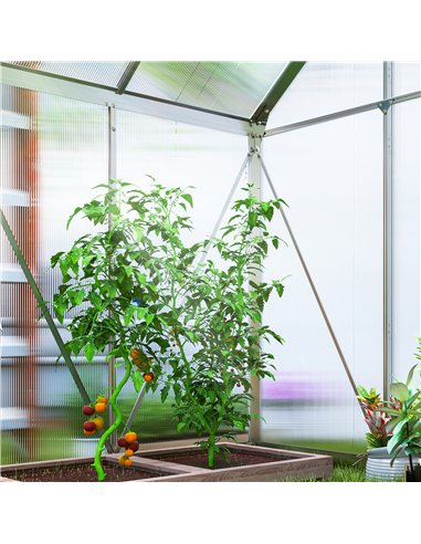 Outsunny 192.5 x 131cm Walk-In Polycarbonate Greenhouse - Silver-Tone