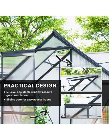 Outsunny 192.5 x 131cm Walk-In Polycarbonate Greenhouse