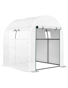 Outsunny 180 x 180cm Walk-In Polytunnel Greenhouse - White