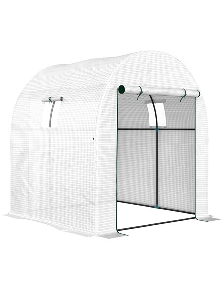 Outsunny 180 x 180cm Walk-In Polytunnel Greenhouse - White - pic 150784 | FastDaddyshop
