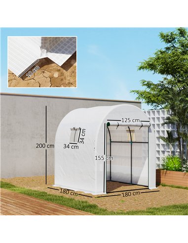 Outsunny 180 x 180cm Walk-In Polytunnel Greenhouse - White