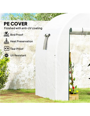 Outsunny 180 x 180cm Walk-In Polytunnel Greenhouse - White