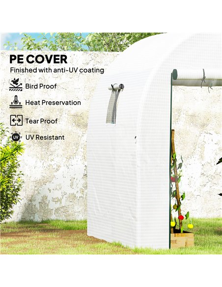 Outsunny 180 x 180cm Walk-In Polytunnel Greenhouse - White - pic 150787 | FastDaddyshop