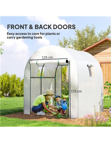 Outsunny 180 x 180cm Walk-In Polytunnel Greenhouse - White