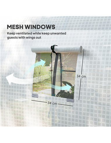 Outsunny 180 x 180cm Walk-In Polytunnel Greenhouse - White