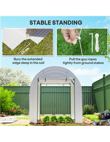 Outsunny 180 x 180cm Walk-In Polytunnel Greenhouse - White