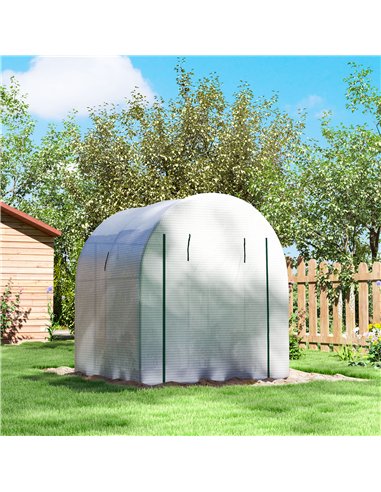 Outsunny 180 x 180cm Walk-In Polytunnel Greenhouse - White