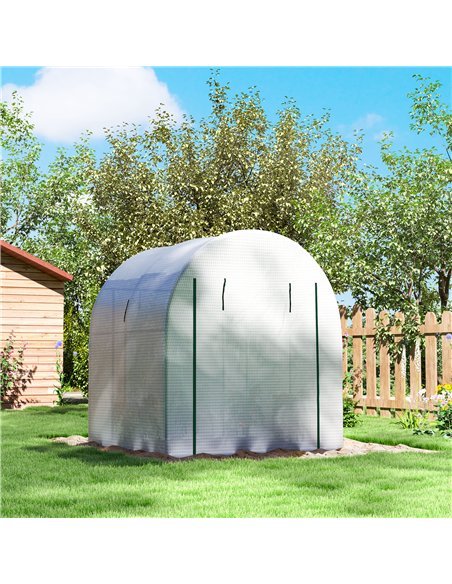 Outsunny 180 x 180cm Walk-In Polytunnel Greenhouse - White - pic 150792 | FastDaddyshop