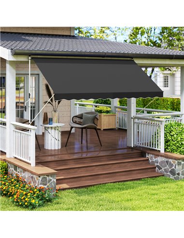 Outsunny 3x1.5m  Adjustable Outdoor Aluminium Frame Awning Black