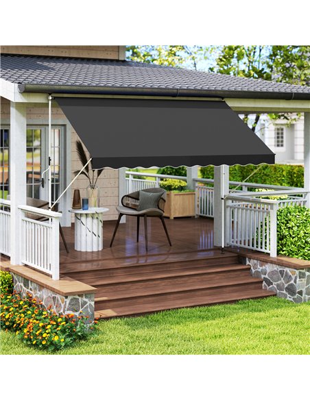 Outsunny 3x1.5m  Adjustable Outdoor Aluminium Frame Awning Black - pic 150794 | FastDaddyshop