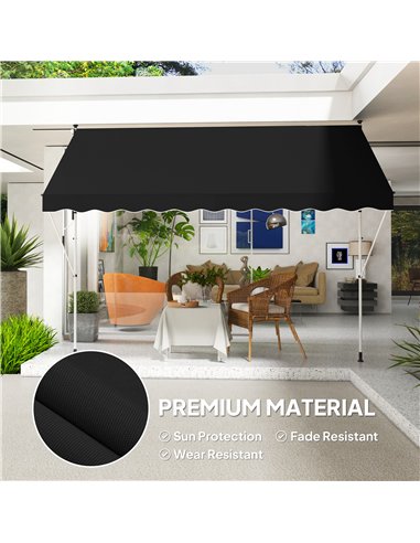 Outsunny 3x1.5m  Adjustable Outdoor Aluminium Frame Awning Black