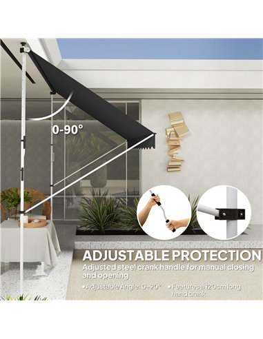 Outsunny 3x1.5m  Adjustable Outdoor Aluminium Frame Awning Black
